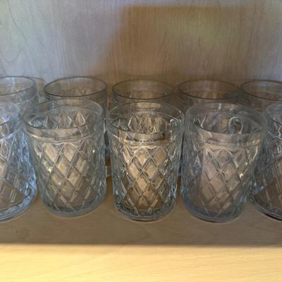 French Diamond-Pattern Glass Mugs