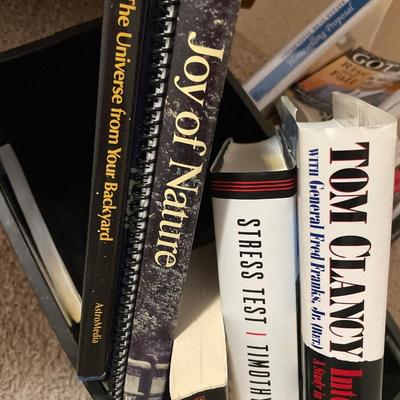 Many hard and soft cover books