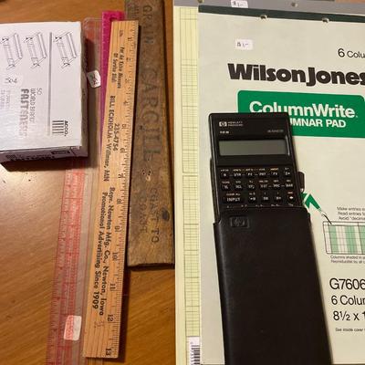 Tabulator and business calculator with graphing paper and vinatge ruler