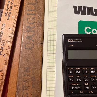 Tabulator and business calculator with graphing paper and vinatge ruler