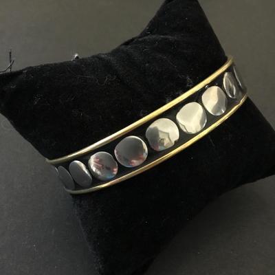 Vintage, silver, and gold tone bangle bracelet