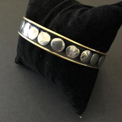 Vintage, silver, and gold tone bangle bracelet