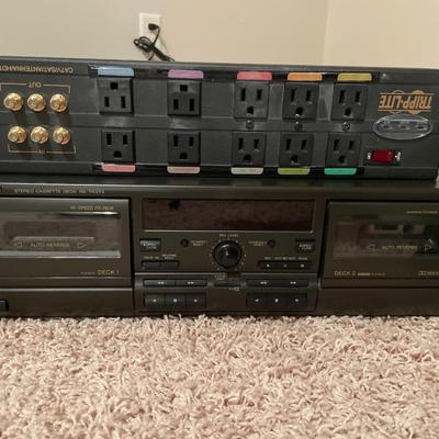 Technics dual tape player and Tripp lite power cord
