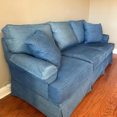 Bassett Denim Blue Skirted Sofa