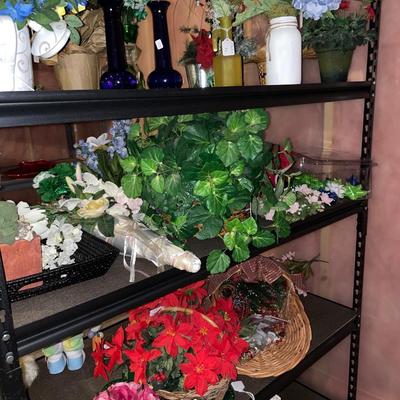 Many faux floral decor and Easter bunnies