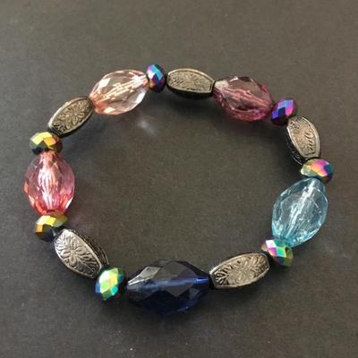 Cute faux glass bead stretch bracelet