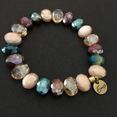 Erimish iridescent, , Indian Summer faceted, glass bead or crystal bead stretch bracelet very beautiful