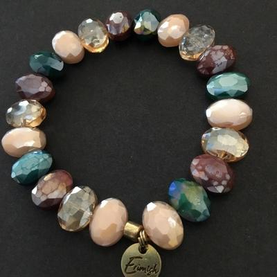 Erimish iridescent, , Indian Summer faceted, glass bead or crystal bead stretch bracelet very beautiful