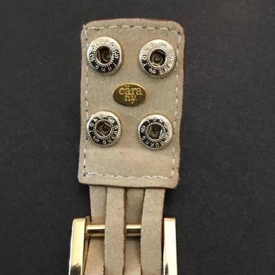 Cara ny Gold tone, leather woven bracelet