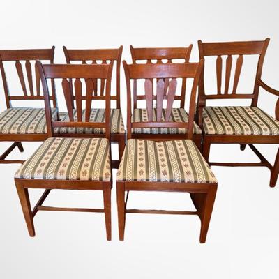 Vintage Solid Wood Dining Table with 6 Matching Chairs and Two Leaves