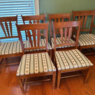 Vintage Solid Wood Dining Table with 6 Matching Chairs and Two Leaves