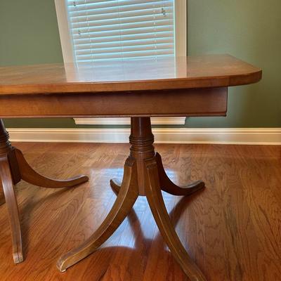 Vintage Solid Wood Dining Table with 6 Matching Chairs and Two Leaves
