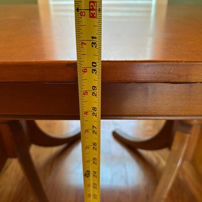 Vintage Solid Wood Dining Table with 6 Matching Chairs and Two Leaves