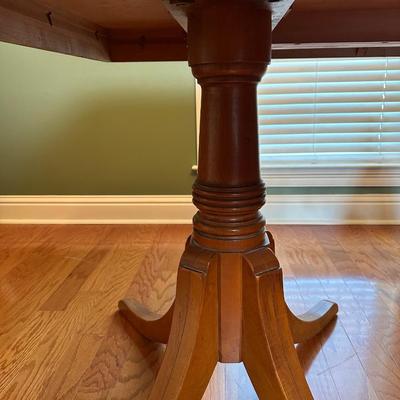 Vintage Solid Wood Dining Table with 6 Matching Chairs and Two Leaves