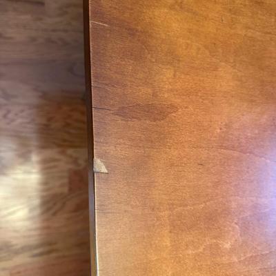 Vintage Solid Wood Dining Table with 6 Matching Chairs and Two Leaves