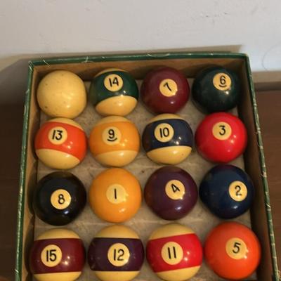 Vintage Aramith style 2 1/4 inch pool billiard balls set