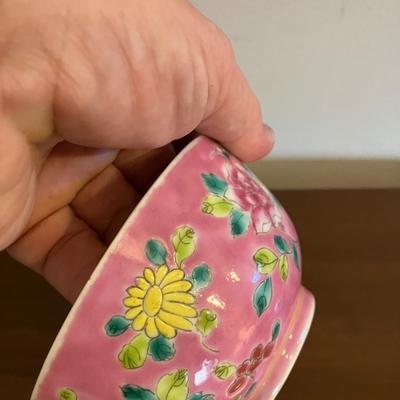 Vintage Early Asian Floral Ceramic Bowl