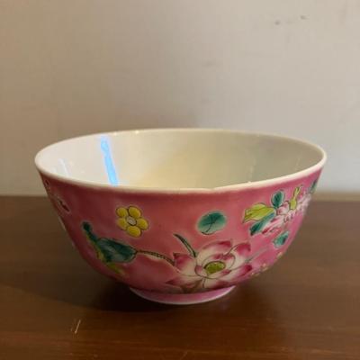 Vintage Early Asian Floral Ceramic Bowl