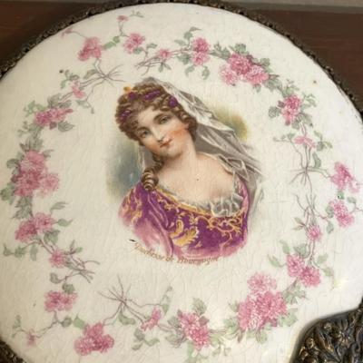 Antique Hand Mirrors - Silver & Porcelain with Portrait
