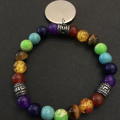 Beautiful stone bead bracelet with charm