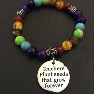 Beautiful stone bead bracelet with charm