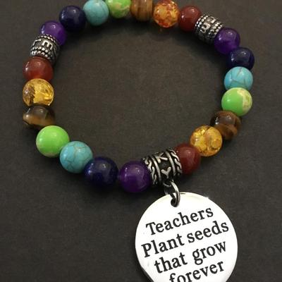 Beautiful stone bead bracelet with charm