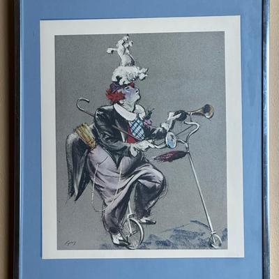 Pair of Mid-Century “Cydney” Circus Clown Framed Prints