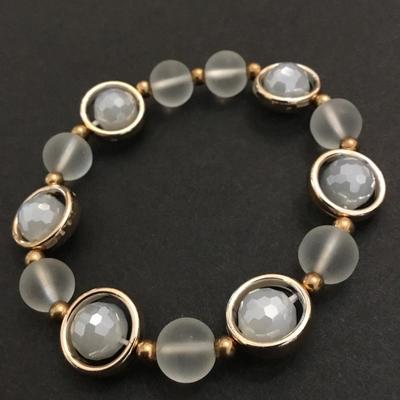 Pretty frosted glass, bead stretch bracelet