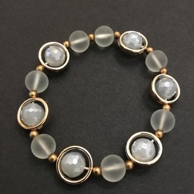Pretty frosted glass, bead stretch bracelet