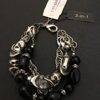 Cute Silver tone 3-in-1 bracelets