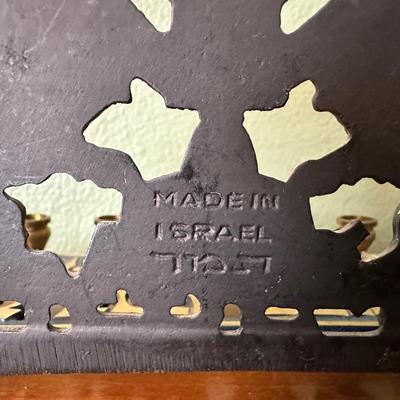 Vintage Israel Enamel Brass Menorah
