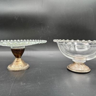 Set of 3 Sterling-Based Glass Compotes