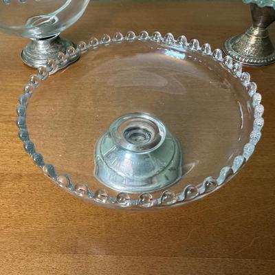 Set of 3 Sterling-Based Glass Compotes