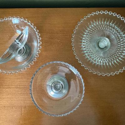 Set of 3 Sterling-Based Glass Compotes