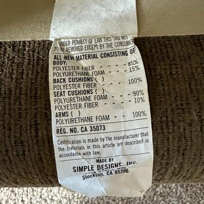 OLIVE GREEN LOVESEAT WITH CUSHIONS