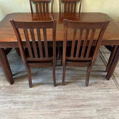 SOLID WOOD DINING TABLE WITH 2 ARM CHAIRS AND 4 SIDE CHAIRS