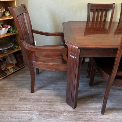 SOLID WOOD DINING TABLE WITH 2 ARM CHAIRS AND 4 SIDE CHAIRS