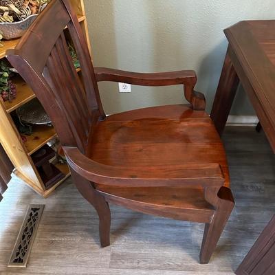 SOLID WOOD DINING TABLE WITH 2 ARM CHAIRS AND 4 SIDE CHAIRS