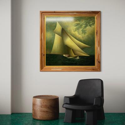 150 Large Original Oil Painting Signed Taylor Titled "Full Sail"