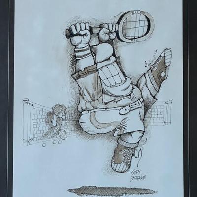 Vintage Gary Patterson Framed Prints – Tennis Cartoon Theme