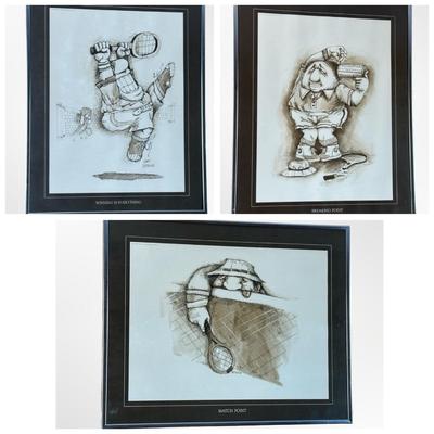 Vintage Gary Patterson Framed Prints – Tennis Cartoon Theme