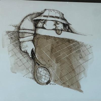 Vintage Gary Patterson Framed Prints – Tennis Cartoon Theme