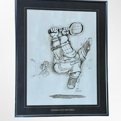 Vintage Gary Patterson Framed Prints – Tennis Cartoon Theme