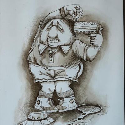 Vintage Gary Patterson Framed Prints – Tennis Cartoon Theme