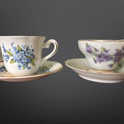 Set of 4 Vintage Floral Teacup & Demitasse Sets – England, Germany & Japan