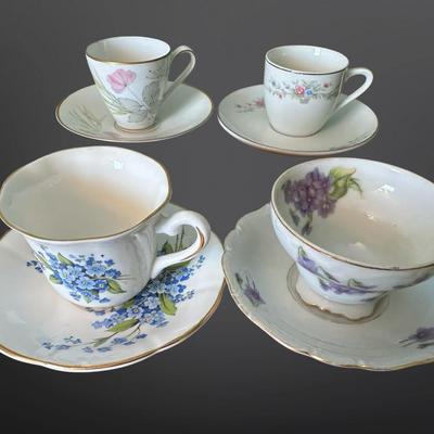 Set of 4 Vintage Floral Teacup & Demitasse Sets – England, Germany & Japan