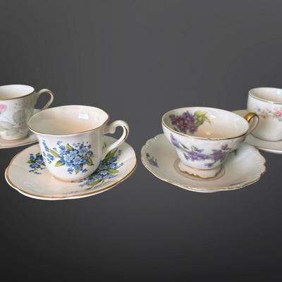 Set of 4 Vintage Floral Teacup & Demitasse Sets – England, Germany & Japan