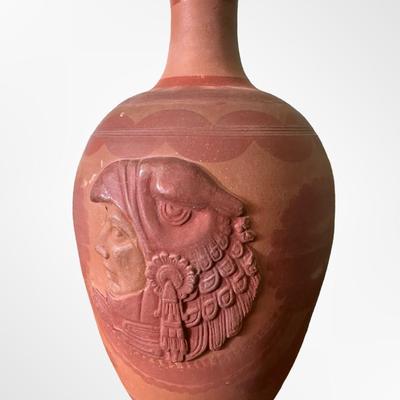 Vintage Terracotta Relief Vase – Multiple Figural & Geometric Designs