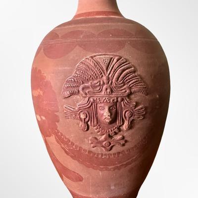 Vintage Terracotta Relief Vase – Multiple Figural & Geometric Designs