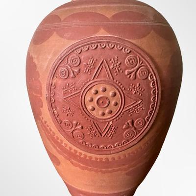 Vintage Terracotta Relief Vase – Multiple Figural & Geometric Designs